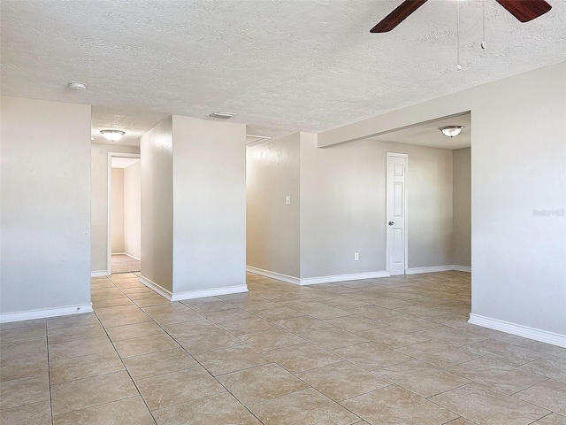 spare room featuring a textured ceiling and ceiling fan