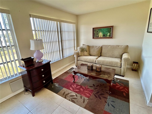 view of tiled living room