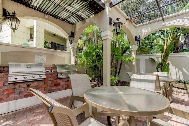 view of patio featuring area for grilling and grilling area