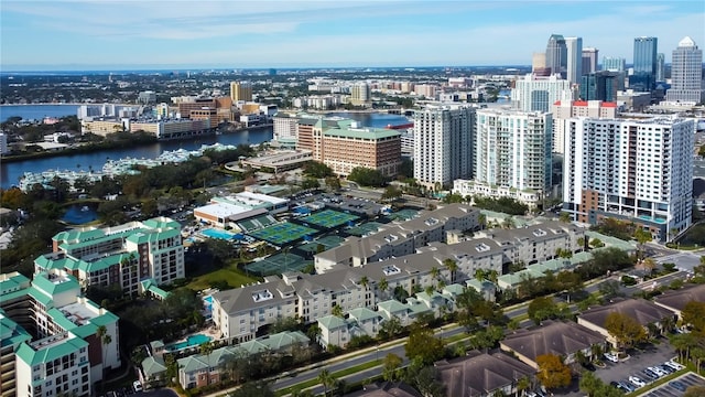 bird's eye view featuring a water view