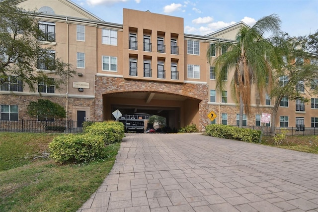 view of property featuring a garage