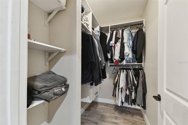 walk in closet featuring hardwood / wood-style flooring