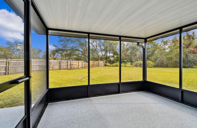 view of unfurnished sunroom