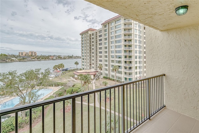 balcony with a water view