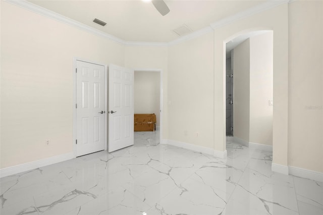 unfurnished room featuring ornamental molding