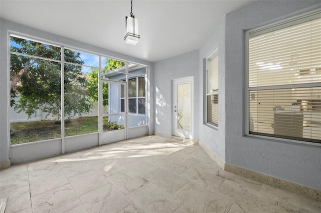 view of unfurnished sunroom