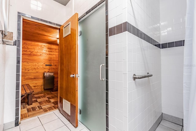 bathroom with tile patterned flooring