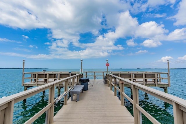 view of dock featuring a water view