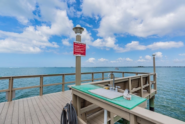 dock area featuring a water view