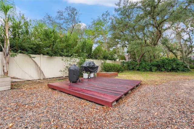 view of yard with a deck