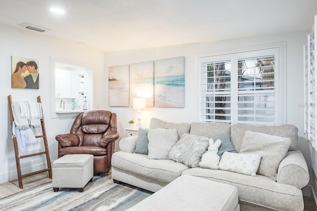 living room with wood-type flooring