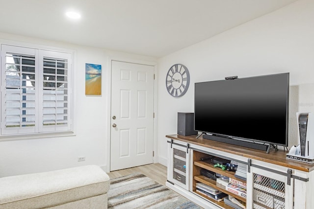 living room with light wood-type flooring