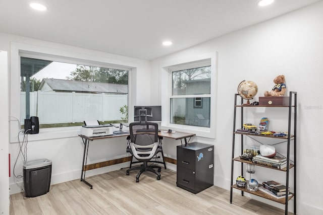 office featuring light wood-type flooring