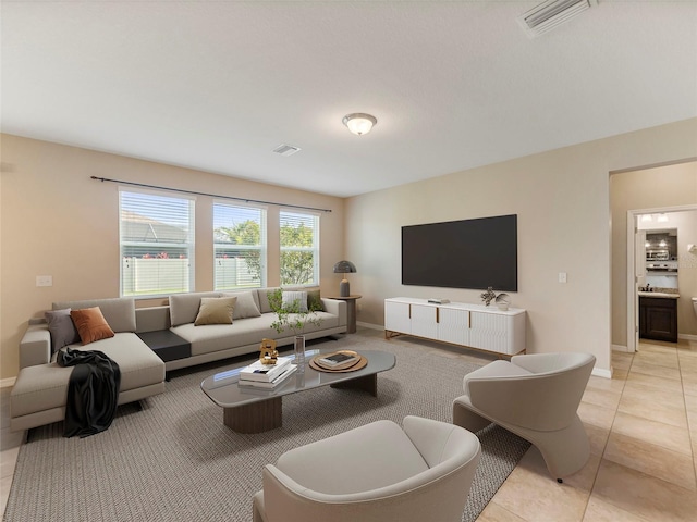 view of tiled living room