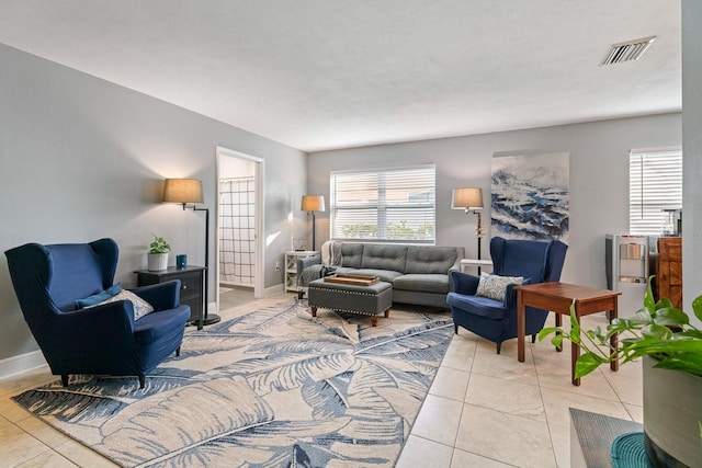 view of tiled living room