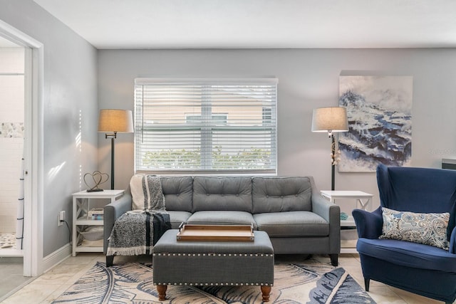 view of tiled living room