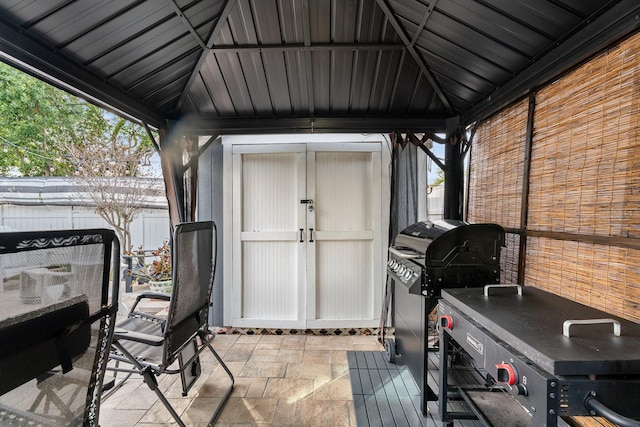 view of patio / terrace with a gazebo and area for grilling