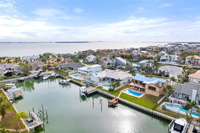 bird's eye view featuring a water view