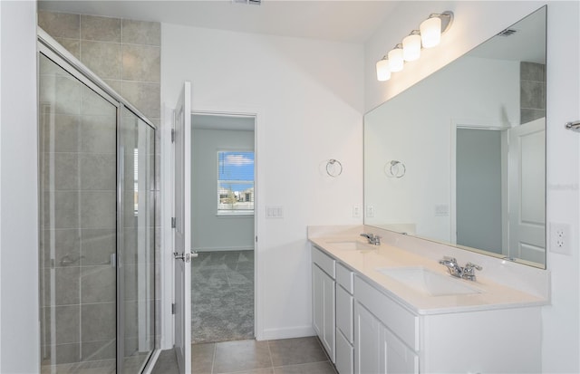 6805 SW 90th Loop, Ocala, FL 34476 - full bath featuring a sink, a shower stall, and tile patterned floors