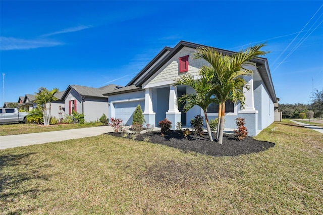 view of front of house with a garage and a front yard