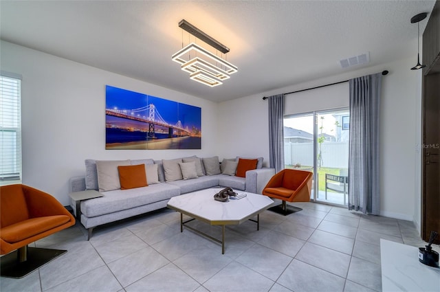 view of tiled living room