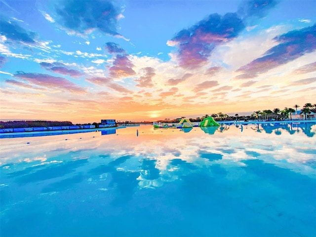 property view of water with a beach view