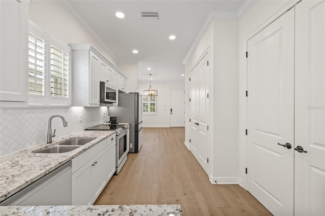 kitchen featuring white cabinets, sink, and stainless steel appliances