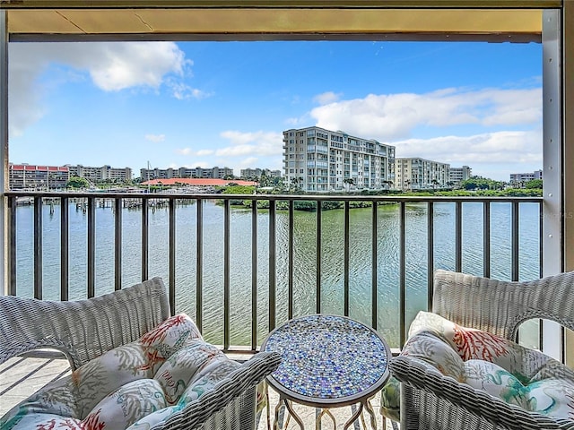 balcony with a water view