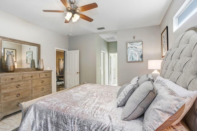 bedroom featuring ceiling fan