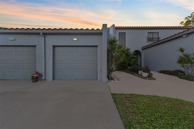 exterior space featuring a garage