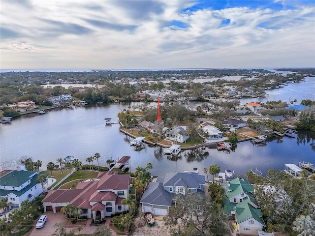 bird's eye view featuring a water view