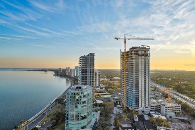 property's view of city with a water view