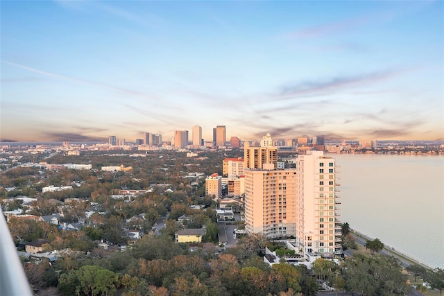 city view with a large body of water