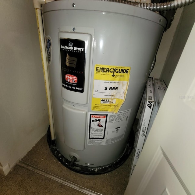 utility room with electric water heater