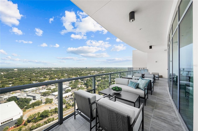 balcony featuring an outdoor living space