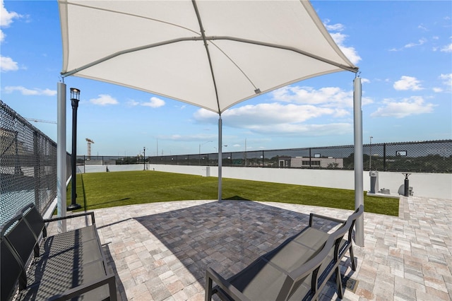 view of patio / terrace with a water view