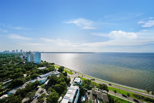 bird's eye view featuring a water view