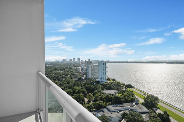 balcony with a water view