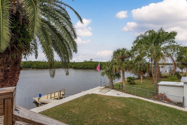 water view featuring a boat dock