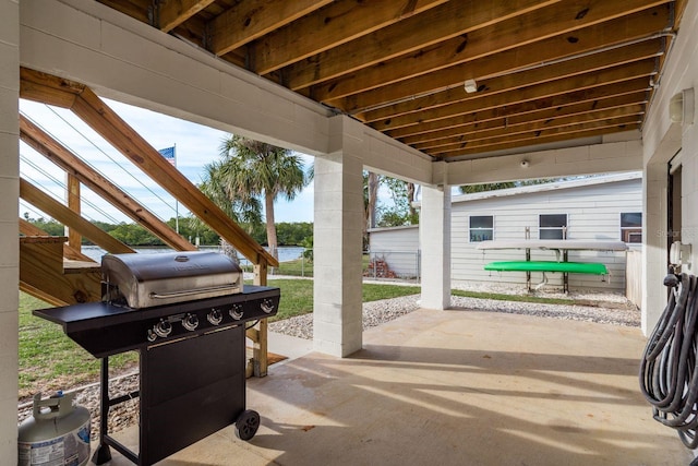 view of patio with a grill