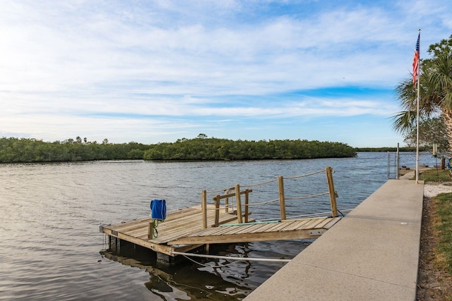 view of dock featuring a water view