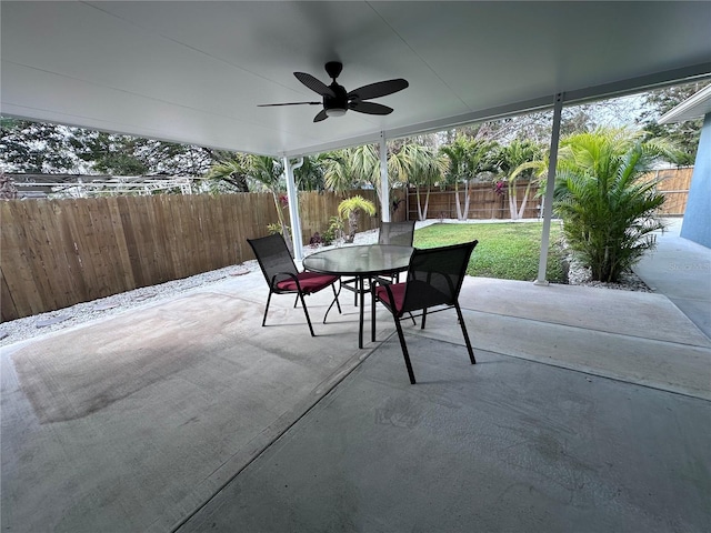 view of patio with ceiling fan