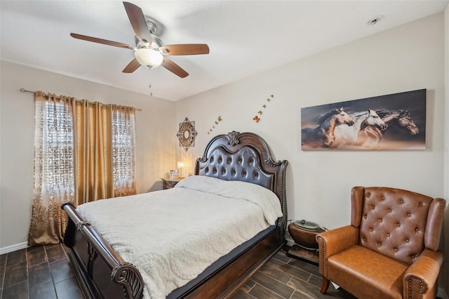 bedroom featuring ceiling fan