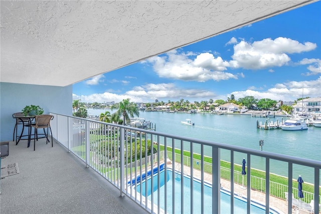 balcony with a water view