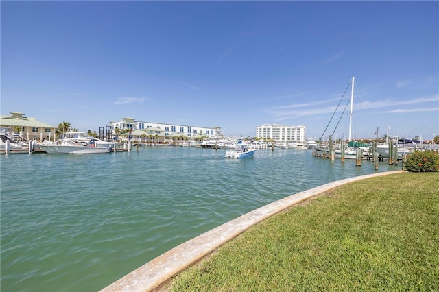 property view of water featuring a dock