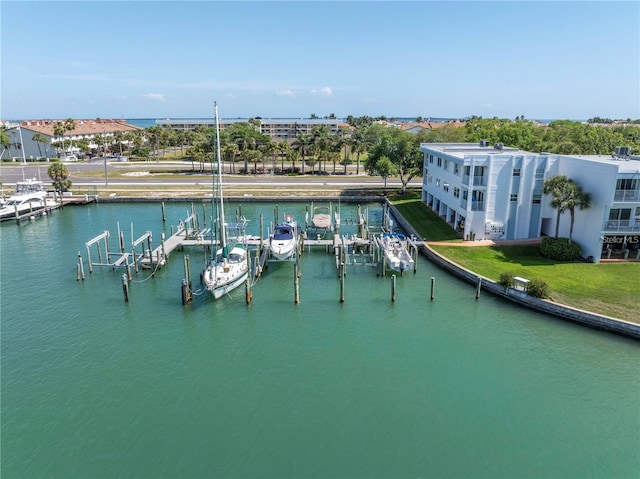 view of water feature featuring a dock