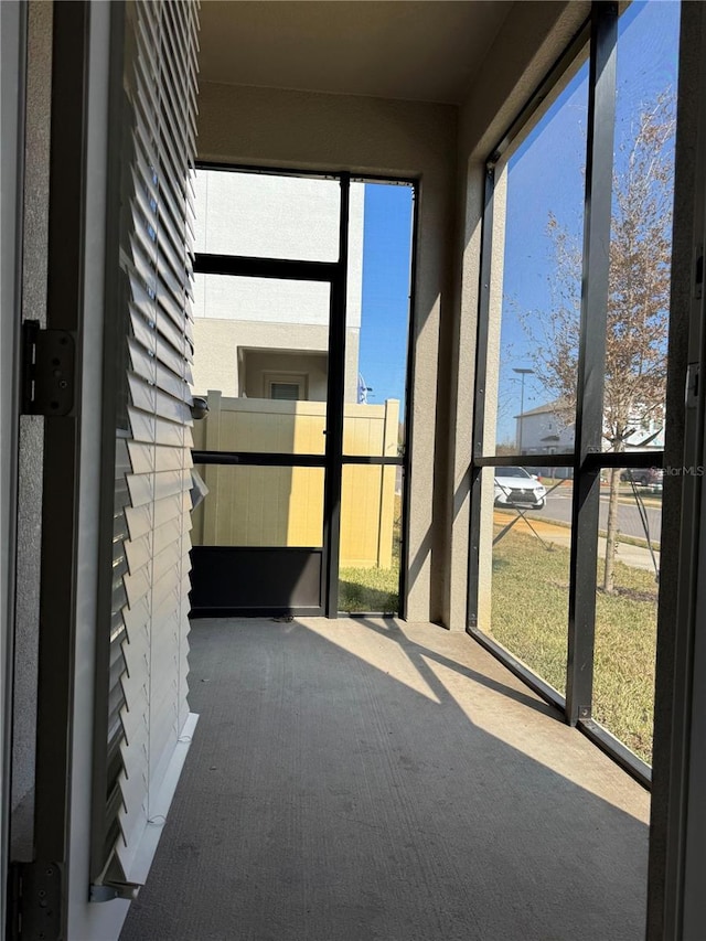 view of unfurnished sunroom