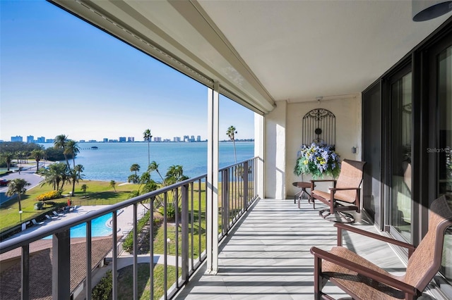 balcony with a water view