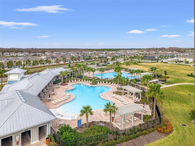 view of pool featuring a patio and a pergola