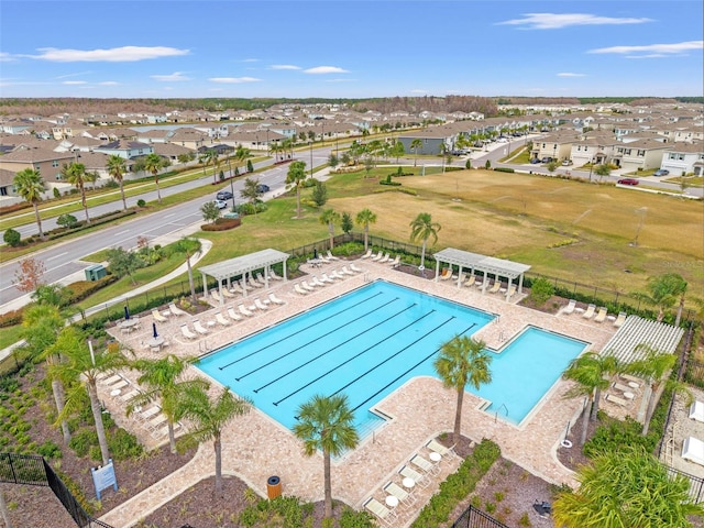 view of pool with a patio area and a pergola